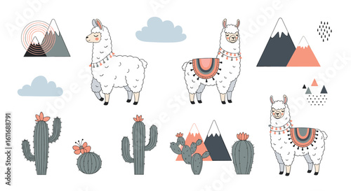 Adorable llama and cactus mountain nursery decorations for boho baby rooms