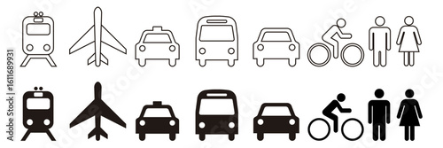 Transport icons for road signs. Street sign road mark traffic sign vector illustration