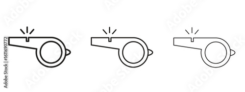 Whistle icons. Outline or line icon design bundle.
