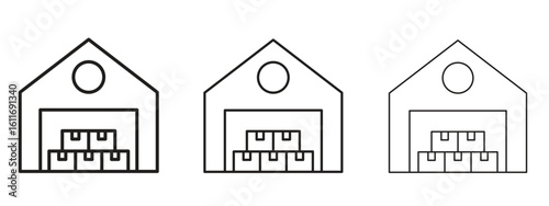 Warehouse icons. Outline or line icon design bundle.