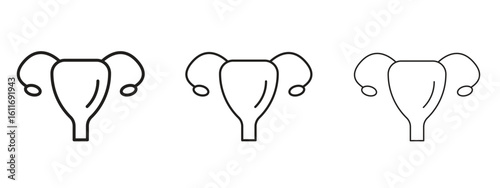 Uterus icons. Outline or line icon design bundle.