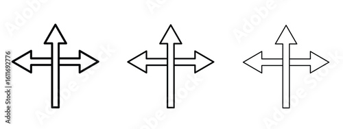 Three directions icons. Outline or line icon design bundle.