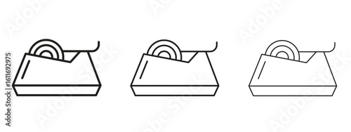 Tape dispenser icons. Outline or line icon design bundle.