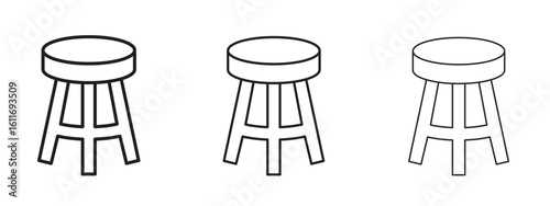 Stool icons. Outline or line icon design bundle.