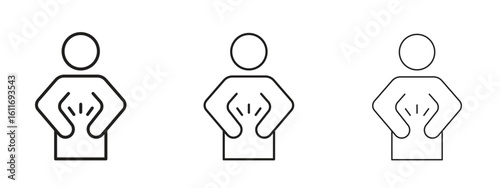 Stomachache icons. Outline or line icon design bundle.