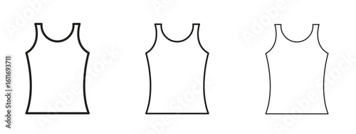 Sleeveless shirt icons. Outline or line icon design bundle.