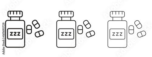 Sleeping pills icons. Outline or line icon design bundle.
