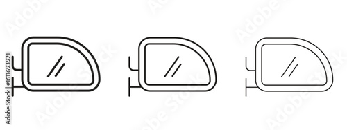Side mirror icons. Outline or line icon design bundle.