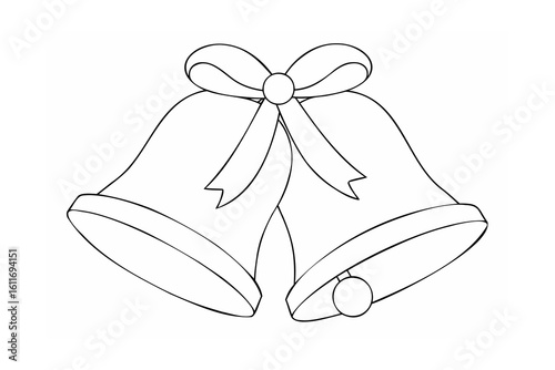 Festive bells with ribbon ringing holiday