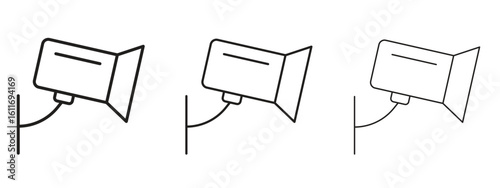 Security camera icons. Outline or line icon design bundle.