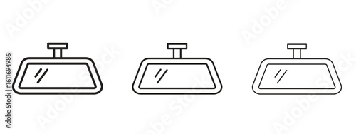 Rear mirror icons. Outline or line icon design bundle.