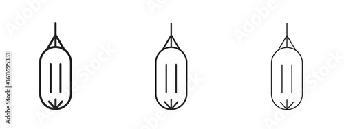 Punching bag icons. Outline or line icon design bundle.