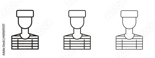 Prisoner icons. Outline or line icon design bundle.