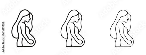 Pregnant woman icons. Outline or line icon design bundle.