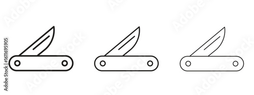 Pocket knife icons. Outline or line icon design bundle.