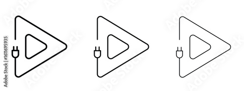 Plug and play icons. Outline or line icon design bundle.