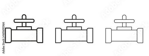 Pipe valve icons. Outline or line icon design bundle.