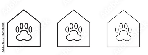 Pet shelter icons. Outline or line icon design bundle.