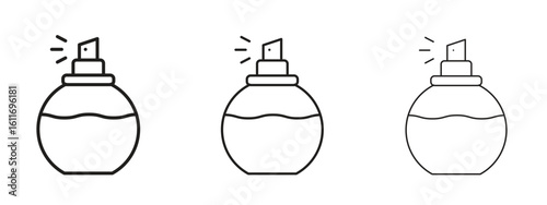 Perfume bottle icons. Outline or line icon design bundle.