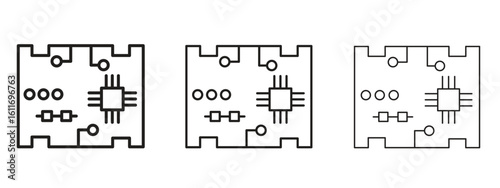 PCB icons. Outline or line icon design bundle.