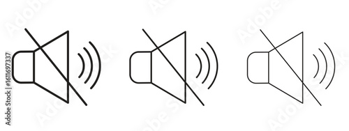 Mute sound icons. Outline or line icon design bundle.