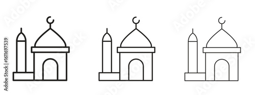 Mosque icons. Outline or line icon design bundle.