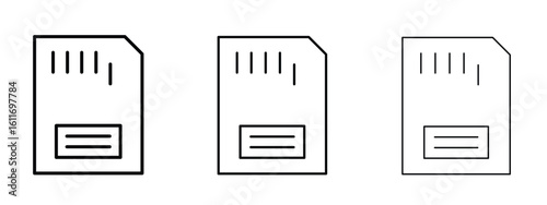 Memory card icons. Outline or line icon design bundle.