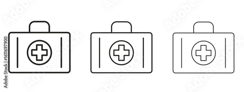 Medical aid kit icons. Outline or line icon design bundle.