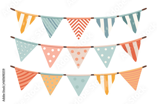 Cheerful Pennant Banners: Colorful, patterned pennant banners add a touch of festivity, perfectly suited for celebrations and decorations.