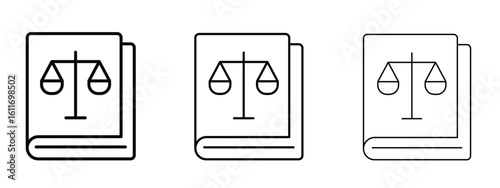 Law book icons. Outline or line icon design bundle.