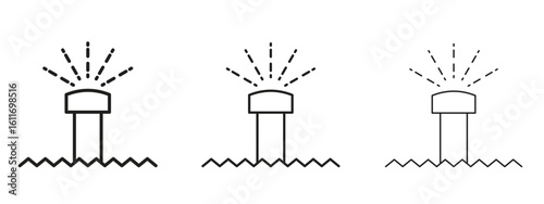 Lawn sprinkler icons. Outline or line icon design bundle.