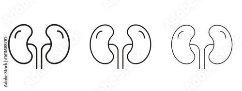 Kidney icons. Outline or line icon design bundle.