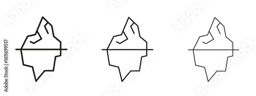 Iceberg icons. Outline or line icon design bundle.