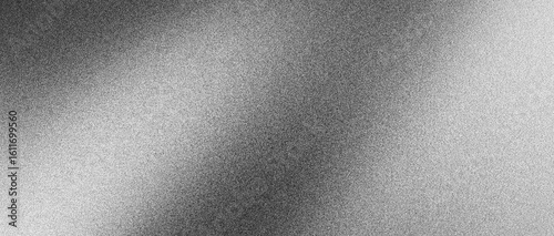 Black white grainy background, with dark gray abstract noise texture and gradient shape, for monochrome banner header cover design