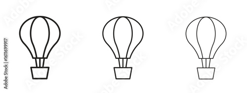 Hot air balloon icons. Outline or line icon design bundle.