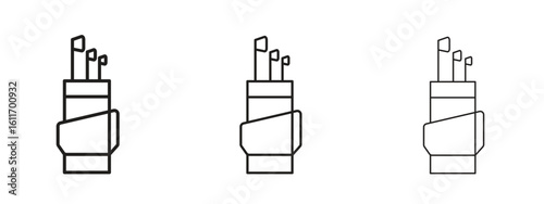 Golf bag icons. Outline or line icon design bundle.