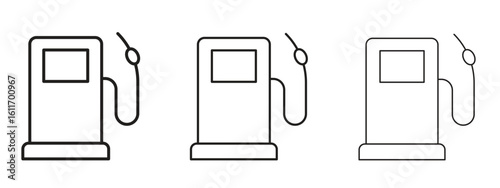 Gas station icons. Outline or line icon design bundle.