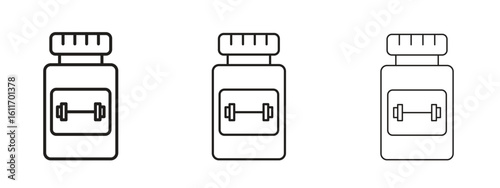 Fitness supplement icons. Outline or line icon design bundle.