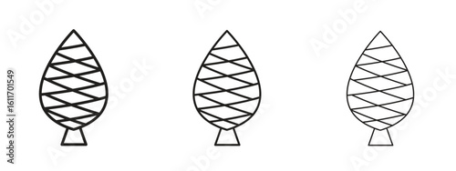 Fir cone icons. Outline or line icon design bundle.