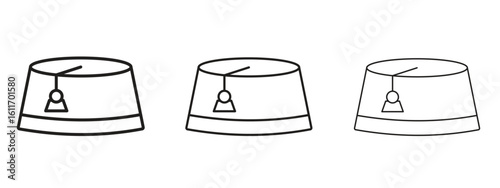 Fez hat icons. Outline or line icon design bundle.
