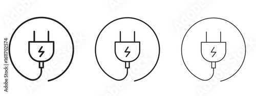 Electric plug icons. Outline or line icon design bundle.