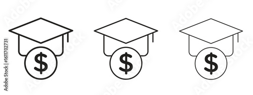 Education cost icons. Outline or line icon design bundle.