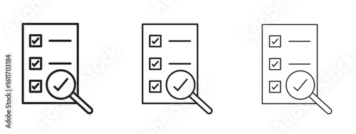 Document verification icons. Outline or line icon design bundle.