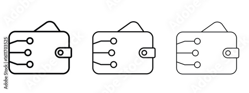 Digital wallet icons. Outline or line icon design bundle.