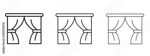 Curtains icons. Outline or line icon design bundle.
