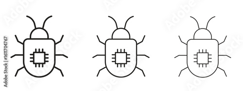 Computer bug icons. Outline or line icon design bundle.