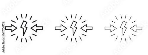 Conflict icons. Outline or line icon design bundle.