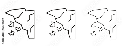 Cliff icons. Outline or line icon design bundle.