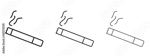 Cigarette icons. Outline or line icon design bundle.