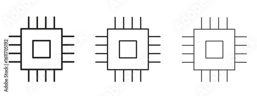 Chip icons. Outline or line icon design bundle.